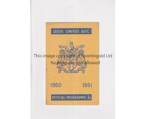 LEEDS UNITED V LUTON TOWN 1950             Programme for the match at Leeds United 30/9/1950. Slightly creased.   Generally g