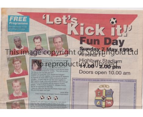 NEUTRAL AT ARSENAL      Newspaper programme for the "Let's Kick It" Fun Day 7/5/1995 at Highbury.    Good