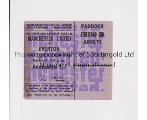 MANCHESTER UNITED       Ticket for the home League match v Everton 16/12/1967, vertical crease and tape mark to left side.   
