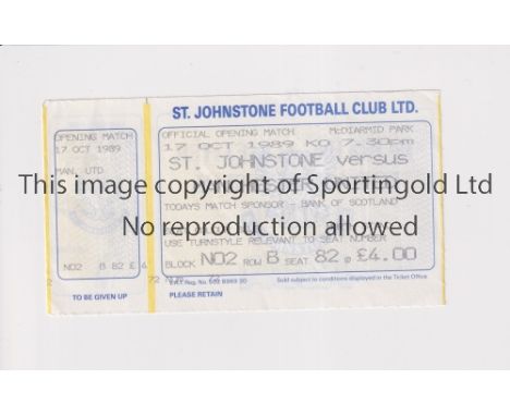 MANCHESTER UNITED      Ticket for the away Pre-season Friendly match v St. Johnstone 17/10/1989, unused.          Generally g