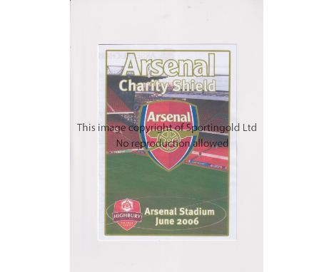 TOURNAMENT AT ARSENAL      Programme for the Arsenal Charity Shield 10 & 11/6/2006.      Good