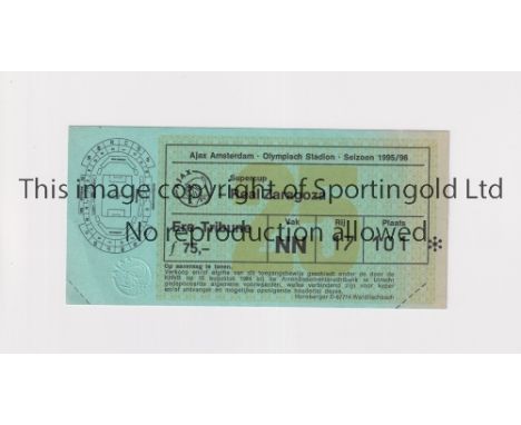 1995 UEFA SUPER CUP FINAL         Unused ticket for the match at Ajax v Real Zaragoza 28/2/1996.     Good