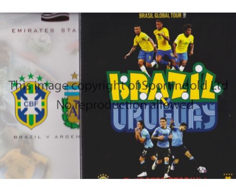 INTERNATIONALS AT ARSENAL      Eight programmes, 7 with tickets: Brazil v Argentina 2006, Brazil v Portugal 2007 with team sh