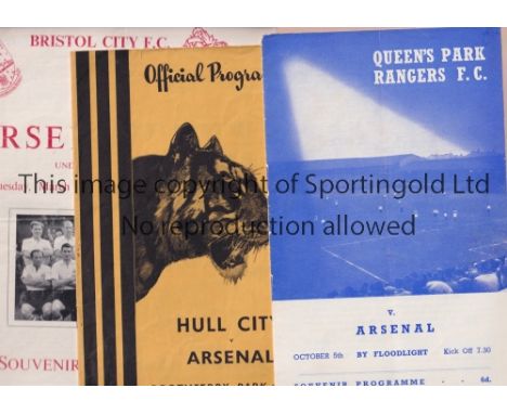 ARSENAL       Three programmes for away Friendlies in the 1953/4 season v QPR, staple removed, slightly creased and team chan