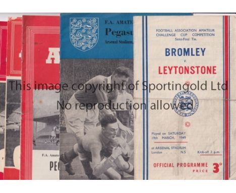 F.A. AMATEUR CUP SEMI-FINALS AT ARSENAL     Seven programmes: 1949, folded, slightly worn and paper missing from the bottom c