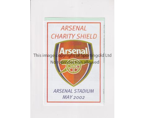 TOURNAMENT AT ARSENAL      Programme for the Arsenal Charity Shield 16-19/5/2002.    Good