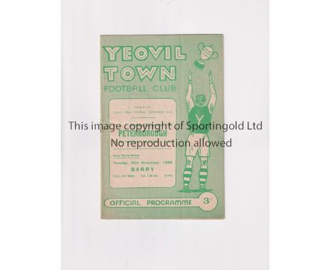 YEOVIL TOWN V PETERBOROUGH UNITED 1956 FA CUP     Programme for the tie at Yeovil 17/11/1956, slightly creased.     Generally