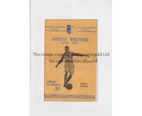 LEEDS UNITED V BOLTON WANDERERS 1950 FA CUP             Programme for the FA Cup fourth round tie at Leeds United 28/1/1950. 