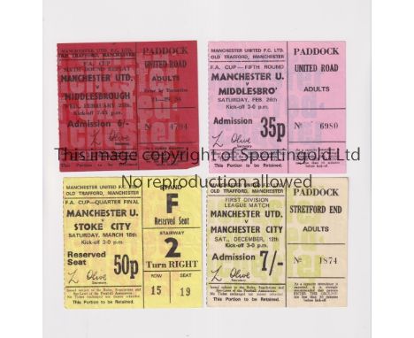 MANCHESTER UNITED       Four home tickets, including 3 X FA Cup ties v Middlesbrough 25/2/1970, 6th round replay and 26/2/197