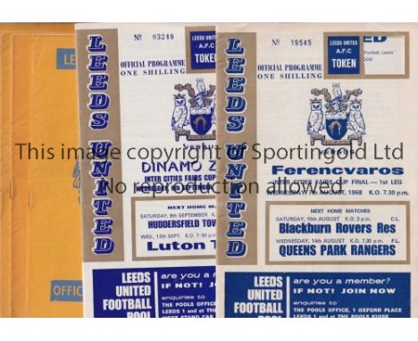 LEEDS UNITED         Seven home programmes v Banik Ostrava 4/3/1957, Everton 18/8/1956, Bolton 8/9/1956, Chelsea 1/9/1956, We