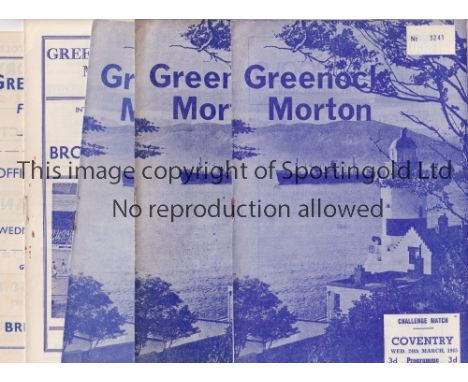 GREENOCK MORTON           Five home programmes for Friendly matches v British Army XI 1/4/1959, v Bronshoj Boldklub 16/3/1964