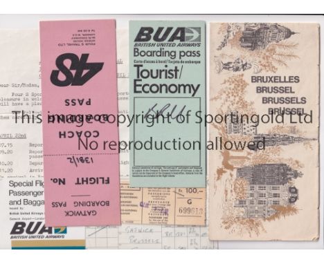 1970 FAIRS CUP FINAL / ANDERLECHT V ARSENAL      A 4S Travel Limited folder return British United Airways with an itinerary f