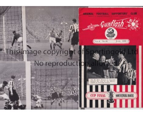 1952 FA CUP FINAL / ARSENAL V NEWCASTLE UNITED     Five original B/w Press photos with stamps and paper notations on the back