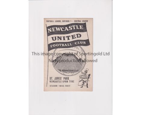 MANCHESTER UNITED   Programme for the Reserve team match at Newcastle on 12/1/1957.   Good