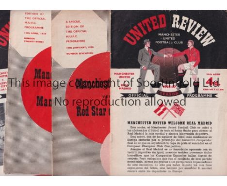 MANCHESTER UNITED        Nine programmes including 4 X home v Real Madrid 25/4/1957, European Cup Semi-Final, Red Star of Bel