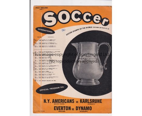 EVERTON      Programme for the match v Dynamo Bucharest 7/6/1961 at the Polo Grounds, New York, USA, year written on the cove