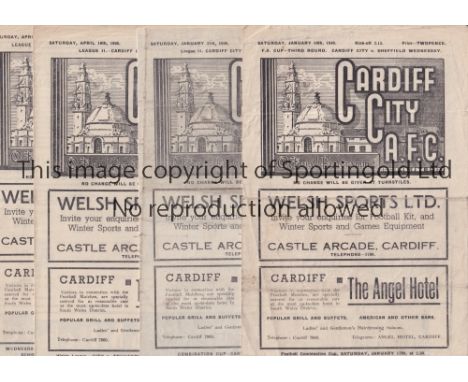 CARDIFF CITY        Eleven programmes for 1947/48, league matches v Doncaster Rovers, Leicester City, Nottingham Forest, Barn