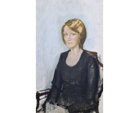Harry Rutherford (British 1903-1985) Female portrait, unsigned, oil on board.76cm x 45cm (30in x 17.75in)Footnote:Artists’ Re
