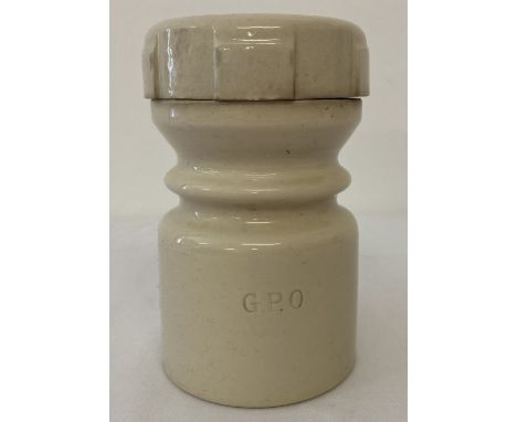 A ceramic GPO telegraph pole connector. Embossed mark No. 16, 1960 Made In England.   Approx. 11.5cm tall.