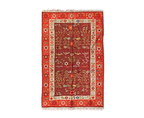 Oltenian wool rug, with rich floral decoration, first half of the 20th century, wool, 200 × 300 cm