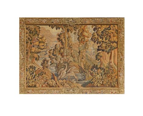 Wool tapestry, depicting a couple of birds in paradise, a reinterpretation of the "Brussels Verdure" tapestry, France, 19th c