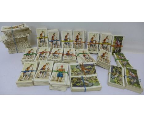 Fifteen sets of John Player Uniforms of The Territorial Army cigarette cards, six Birds and Their Young, (three first series,