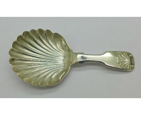 A Georgian Newcastle silver caddy spoon, width of bowl 42mm
