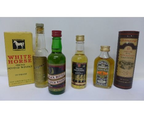 Scotch whisky miniatures including Clangrant and Glenmorangie (6)