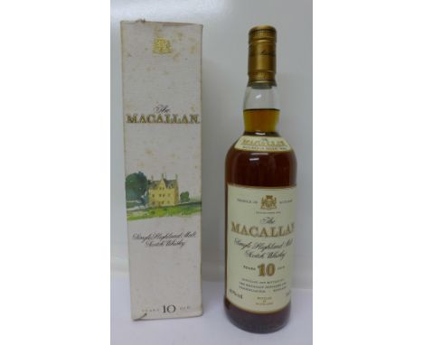 The Macallan single highland malt scotch whisky, 10 years in sherry wood, with box