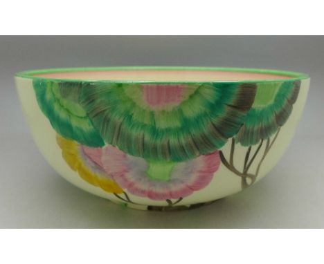 A Clarice Cliff Honeyglaze Royal Staffordshire pottery bowl, crazed, diameter 19.5cm