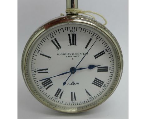 An Admiralty deck watch, the white dial marked H. Golay & Son Ltd., London, 3, also with broad arrow, AW