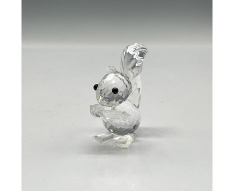 Clear, faceted crystal figure with black crystal button eyes and bushy defined tail. Swarovski backstamp. 011871. This item h