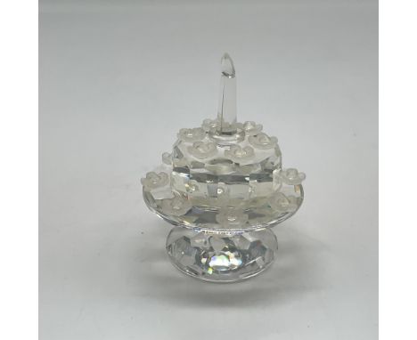 Limited edition to celebrate 5th anniversary of SCS. Clear cake on stand with frosted petals. Swarovski SCS 1987-1992 acid ma