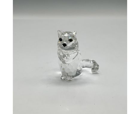 Part of the Peaceful Countryside group, figural is in attentive sitting position created with clear faceted crystal body, bus