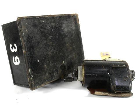 A vintage Bus / Tram / Train conductor ticket issuing machine with crank handles and original tin cases. Some retaining origi
