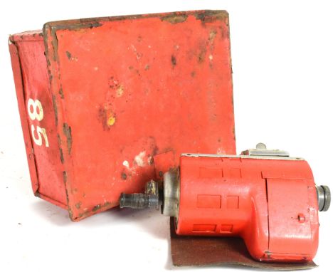 A vintage Bus / Tram / Train conductor ticket issuing machine with crank handles and original tin cases. Some retaining origi