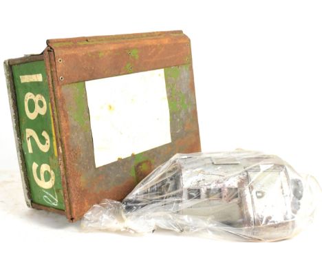A vintage Bus / Tram / Train conductor ticket issuing machine with crank handles and original tin cases. Some retaining origi