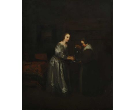 After Gerard ter Borch A lady washing her hands, attended by her maid, in an interioroil on canvas61 x 51cmCondition ReportFr