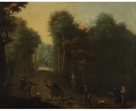 English School, mid-18th century Travellers brawling on a woodland laneoil on canvas74 x 94cm, unframedCondition ReportReline