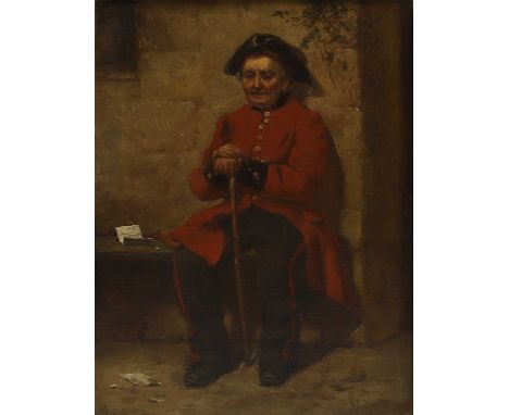 J... F... Jones (late 19th century) 'Memories' - portrait of a Chelsea pensionersigned and dated 'J. F. JONES, 1889' l.r., oi