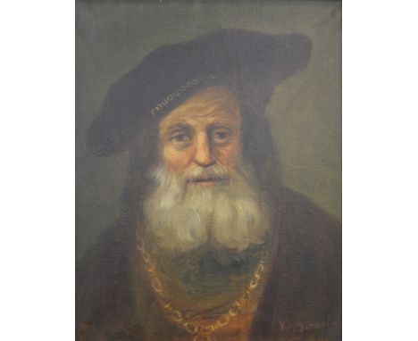 Fr. Schoolman (?), Portrait of a dignitary with chain, oil on canvas, signed, 49cm x 38cm.