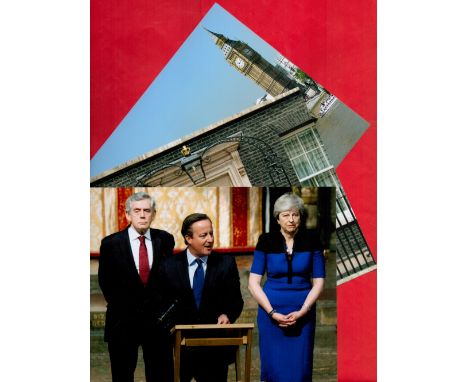 UK Political Photos x 3 Approx Size 10 x 8 includes 3 Former Prime Ministers Theresa May, David Cameron, Gordon Brown, Front 