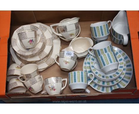 A Midwinter 'Everglade' part Teaset and another part Teaset with floral and gilded panels.