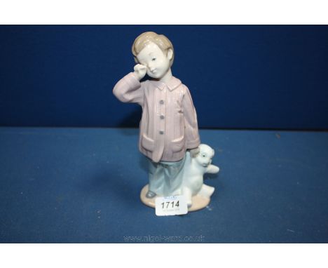 A Lladro Nao figure of a sleepy little boy with teddy, no. 1139, 8'' tall