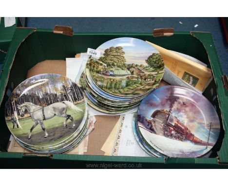 A quantity of Wall Plates including Wedgwood 'Life on the Farm', Davenport 'Great Steam Trains' and Spode 'The Noble Horse Co