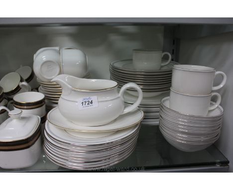 A quantity of Royal Doulton 'Andante' and Marks & Spencer 'Lumiere' tableware including dinner, side and tea plates, dessert 