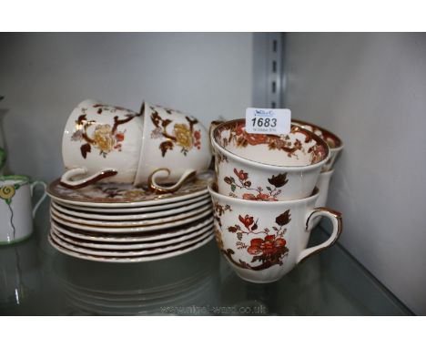 A Masons "Brown Velvet" part Teaset including nine tea plates, five saucers, and eight cups, etc.