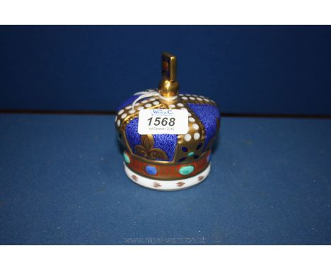 A limited edition Royal Crown Derby Paperweight in the form of a crown, dated 1990, ''One Hundred Royal Years'', gold button 