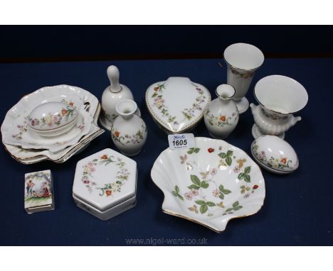 A quantity of Wedgwood 'Mirabelle' china including trinket pots, vases, bell, shell dishes, etc and a 'Wild Strawberry' shell