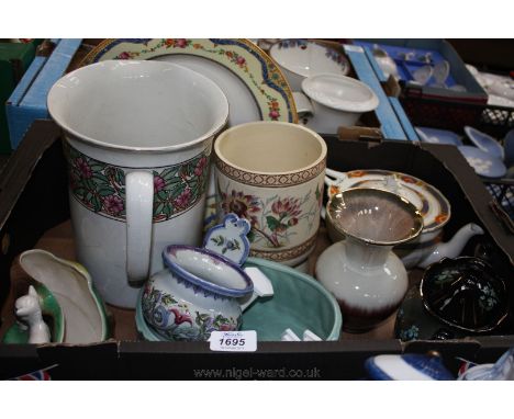 A quantity of miscellaneous china including a large Ducal floral plate, Portuguese wall pocket, Hornsea flower trough, large 